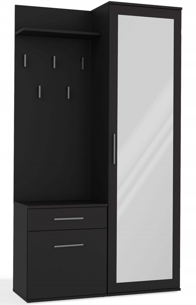 Sada do předsíně Duvio se skříní a zrcadlem 100 cm, černá