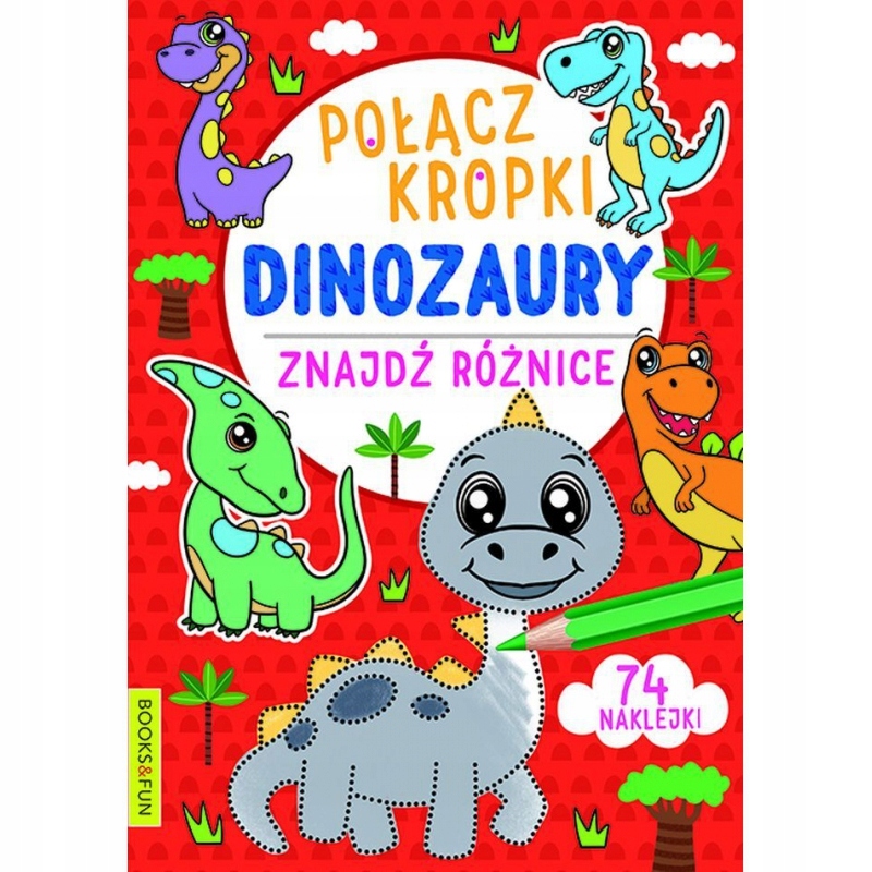 

Połącz kropki, znajdź różnice. Dinozaury Books