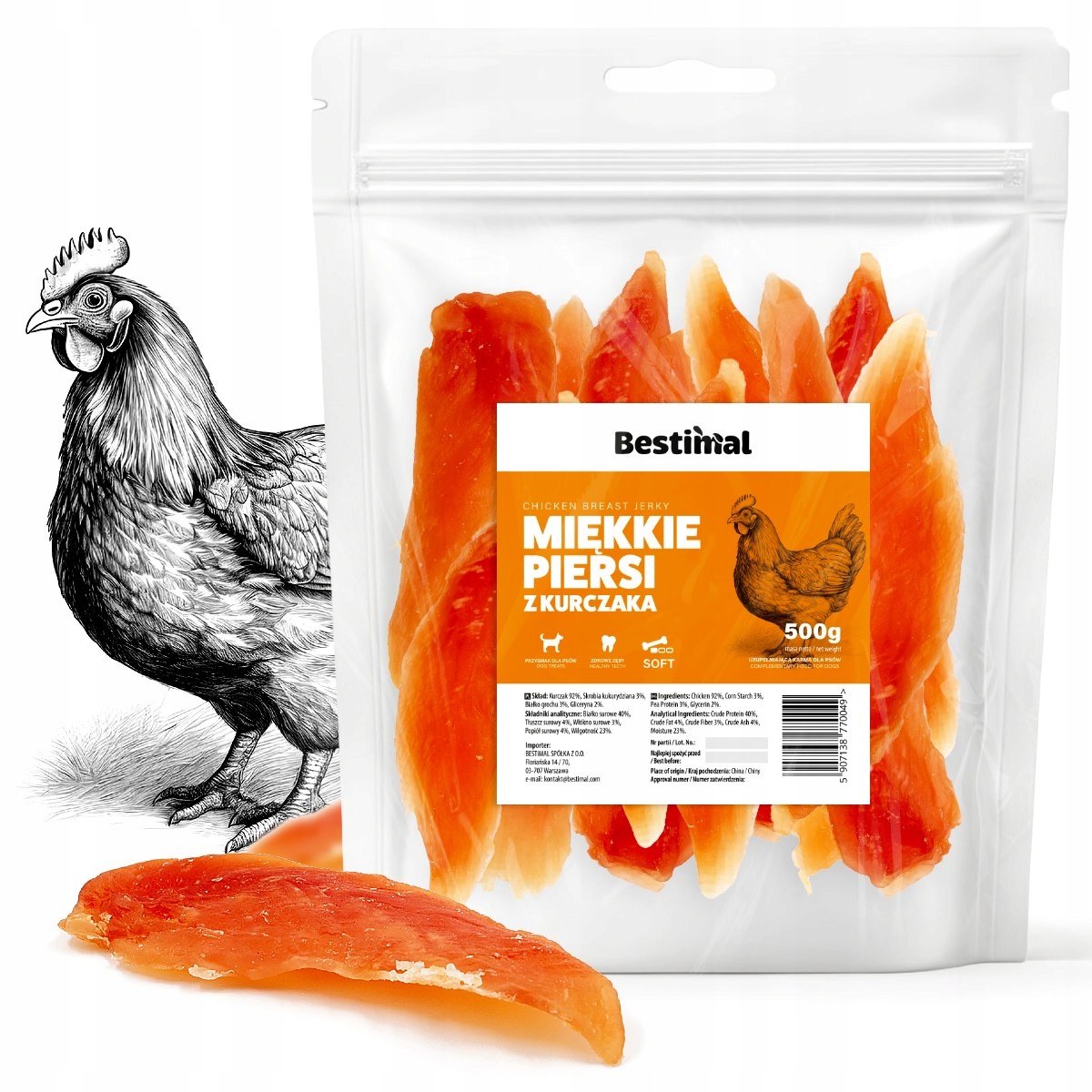 Miękkie piersi z kurczaka 500g Miękki Przysmak Dla Psa Smakołyki Smaczki