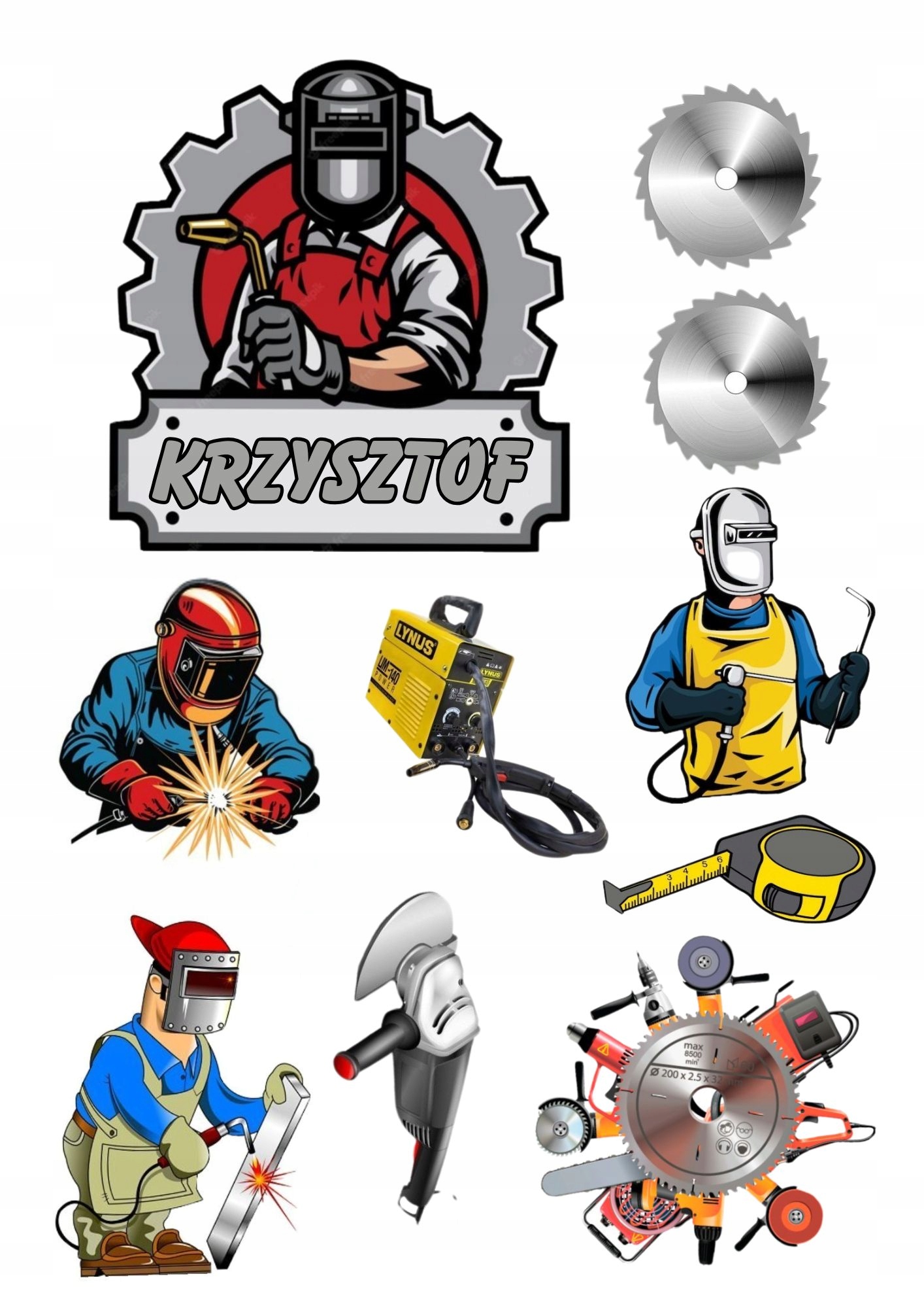 Wydruk na masie cukrowej Dla Spawacza imię