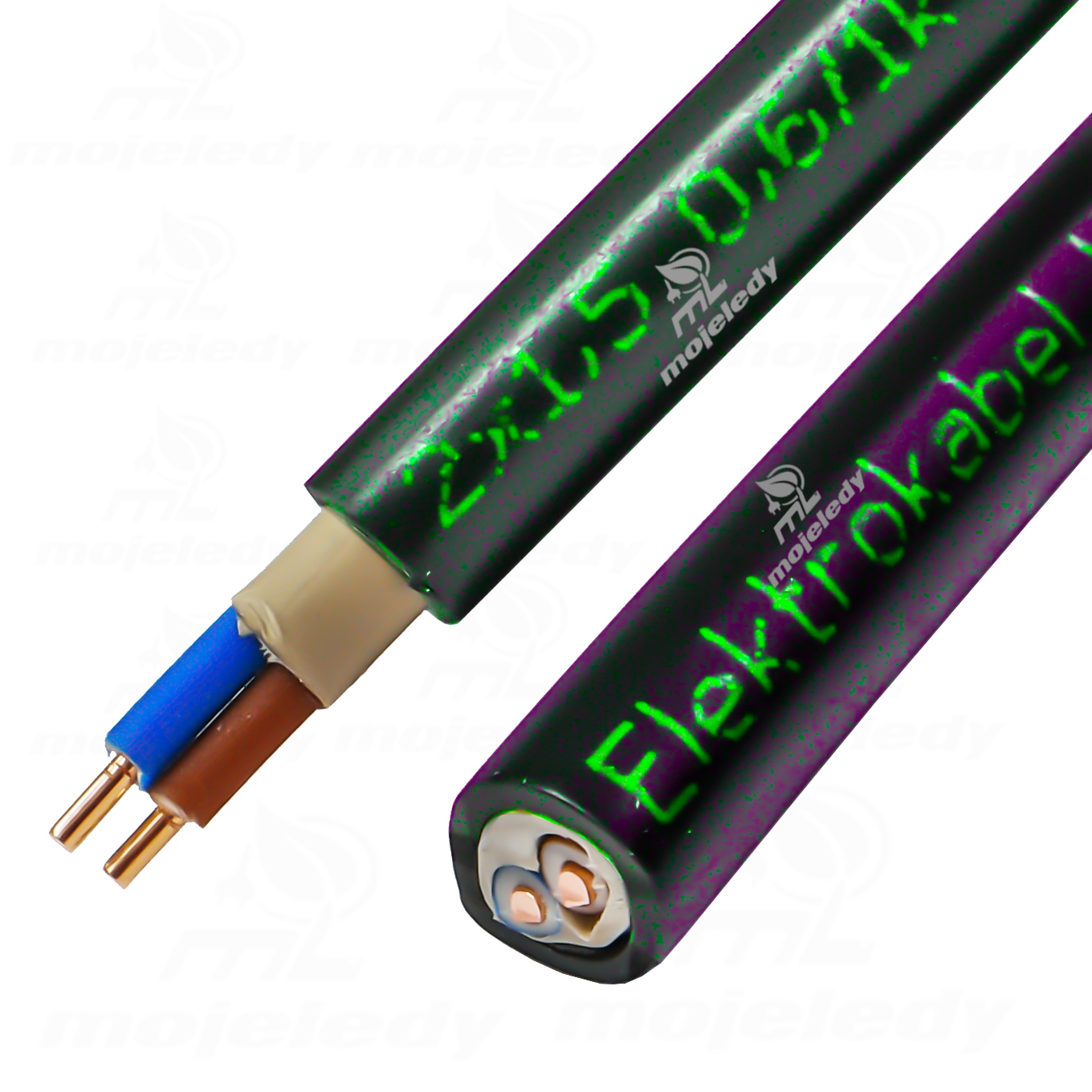 50 m kábel Yky 2x1,5 mm zemný Uv vonkajší