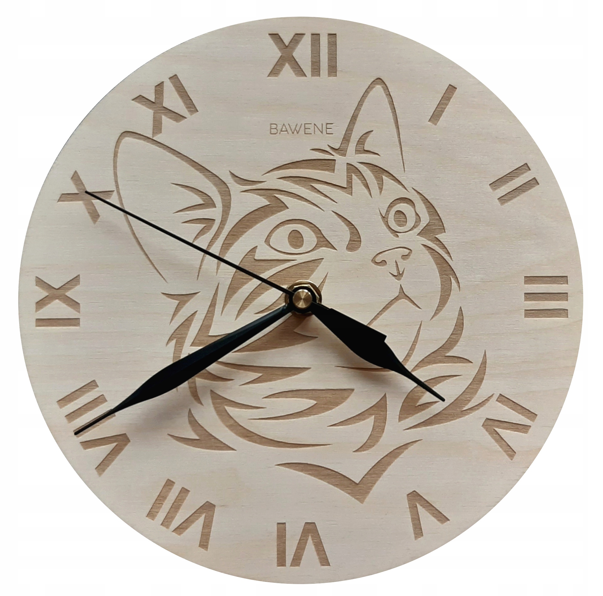 

Zegar Ścienny z Kotem Drewniany 21cm Kot na Ścianę