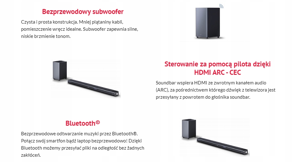 Soundbar Sharp HT-SBW182 2.1 160 W czarny Model HT-SBW182