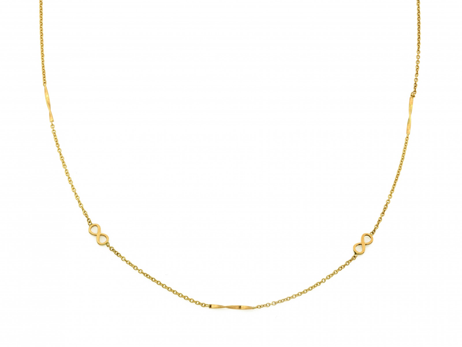 Zlatý náhrdelník 585 s plechy nekonečna 45 cm infinity 1,5 g