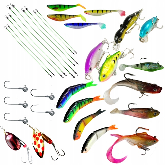 Zestaw przynęt Na Spinning 33szt wobler guma Jaxon