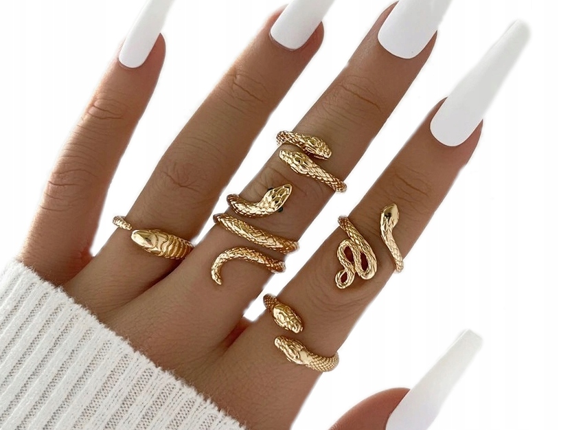 ZESTAW 5 Pierścionków Obrączki Złote Wąż Węże