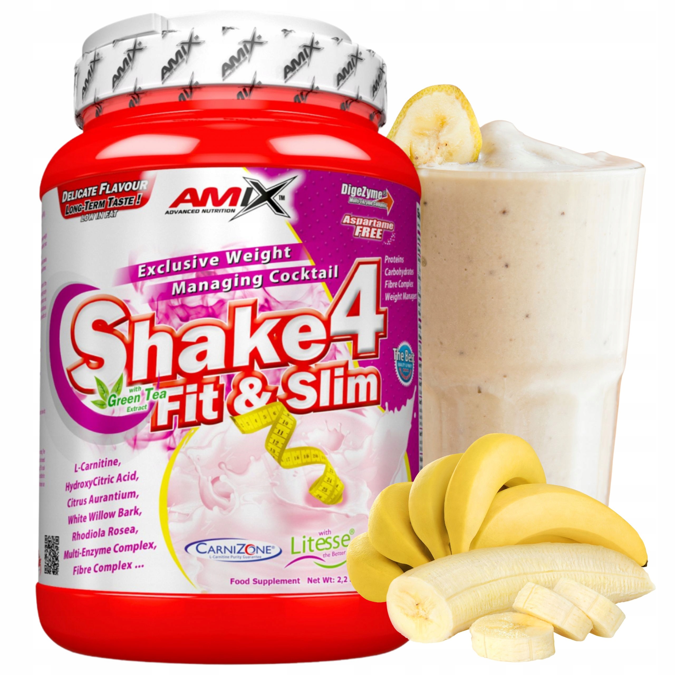 Náhradní jídlo Amix Shake 4 Slim Koktejl na hubnutí 1000 g Banán