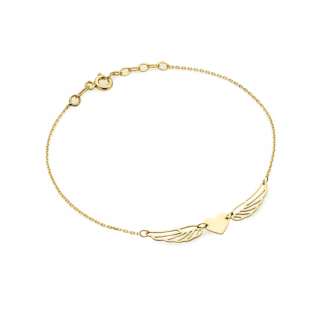 Zlatý Náramek pr. 585 Srdce S Křídly 14k
