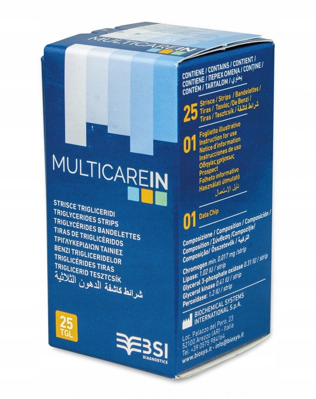 

Trójglicerydy MultiCareIn Paski do pomiaru 25