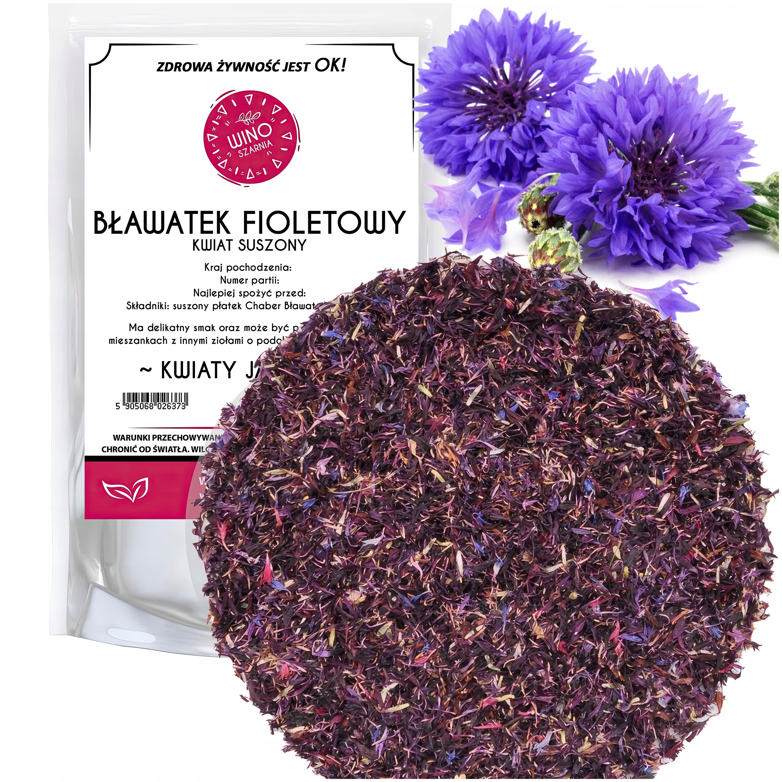 Levně Fialový blavatek Sušené vločky Chrpa Jedlé Květy Pokrmy Nápoje 100 g