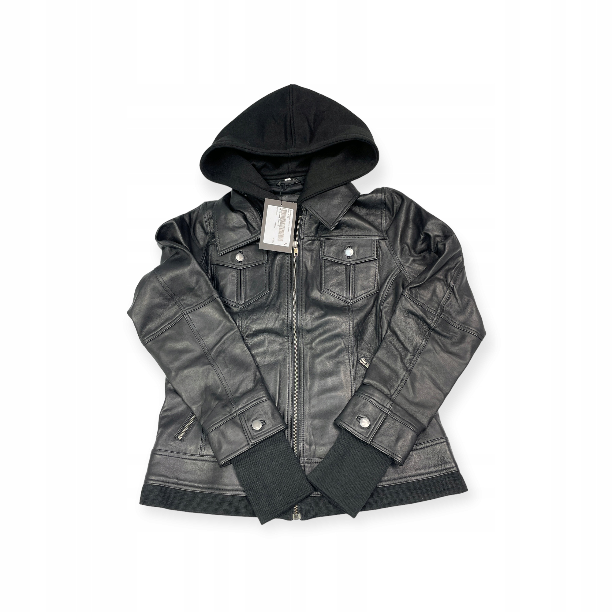 Dámská kožená bunda kapuce Real Leather M