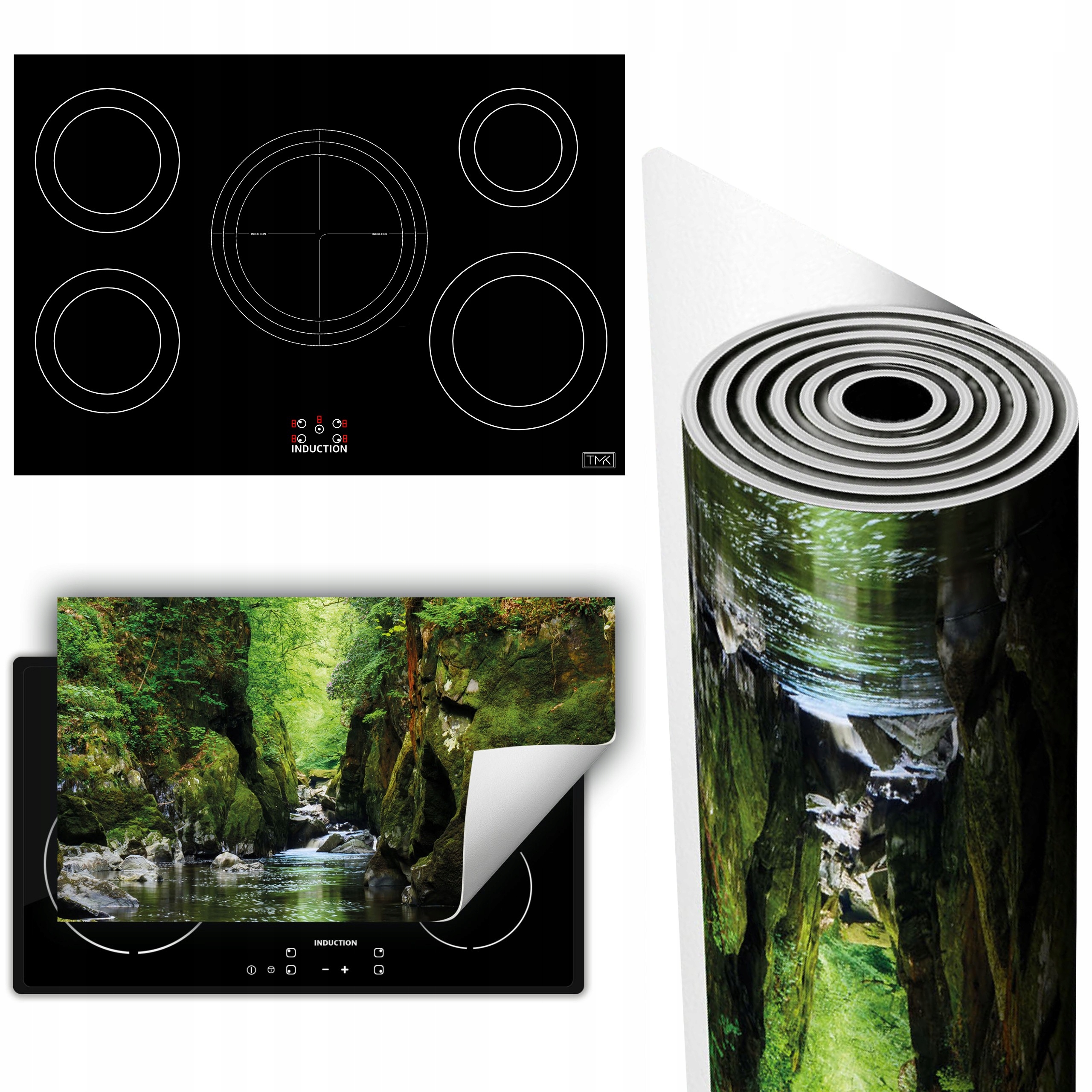 Vinylová Podložka Na Ochranu Kuchyňské Desky 90x52 zelená řeka