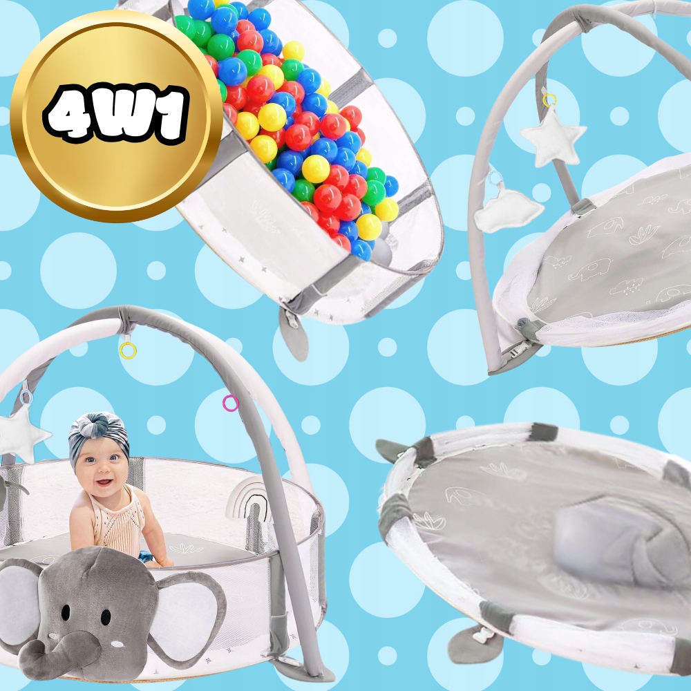 EDUCATIONAL MAT FOR BABIES INTERACTIVE 4in1 ELEPHANT BALLS PLUSH TOYS Kid's age 0+