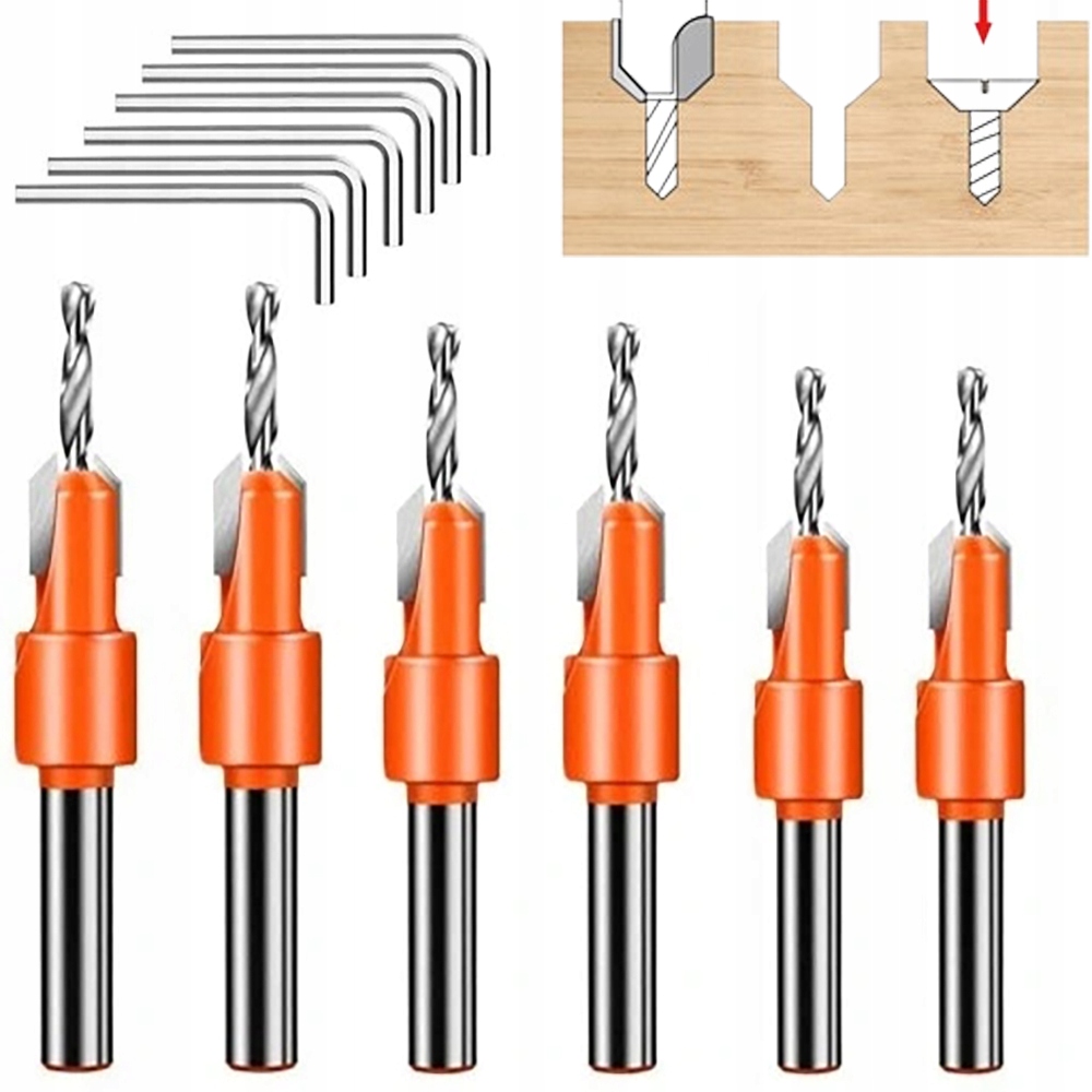 WIERTŁA DO DREWNA Z GZYMKĄ FAZOWNIKIEM 6 PCS