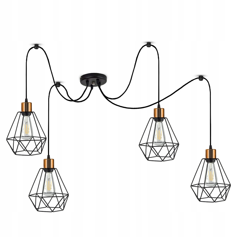 Závěsná lampa Lustr Pavouk Diamant Měď Led
