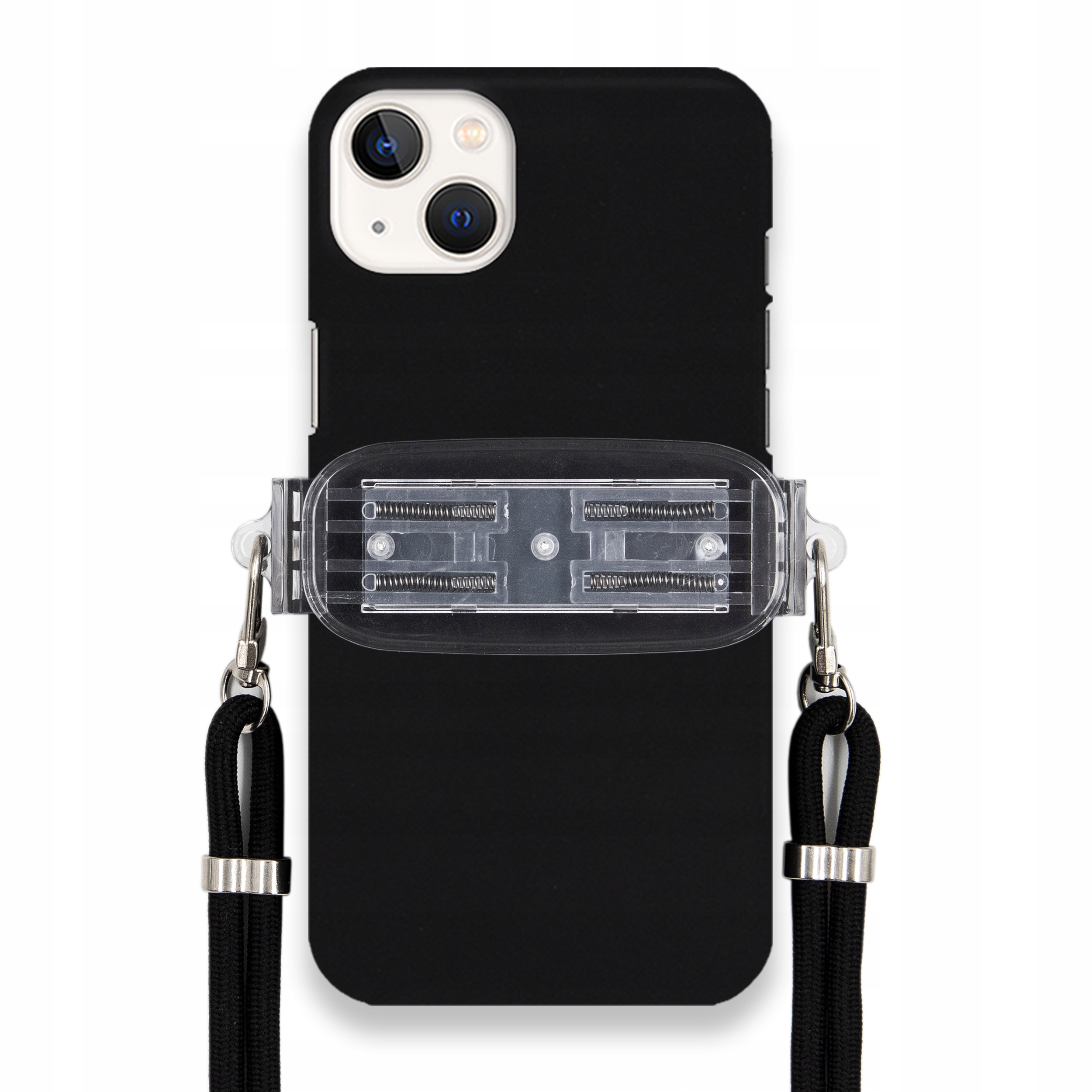 Puzdro Na Iphone 14 Plus Smooth Čierny Obal Univerzálny Držiak Čierna Šnúrka