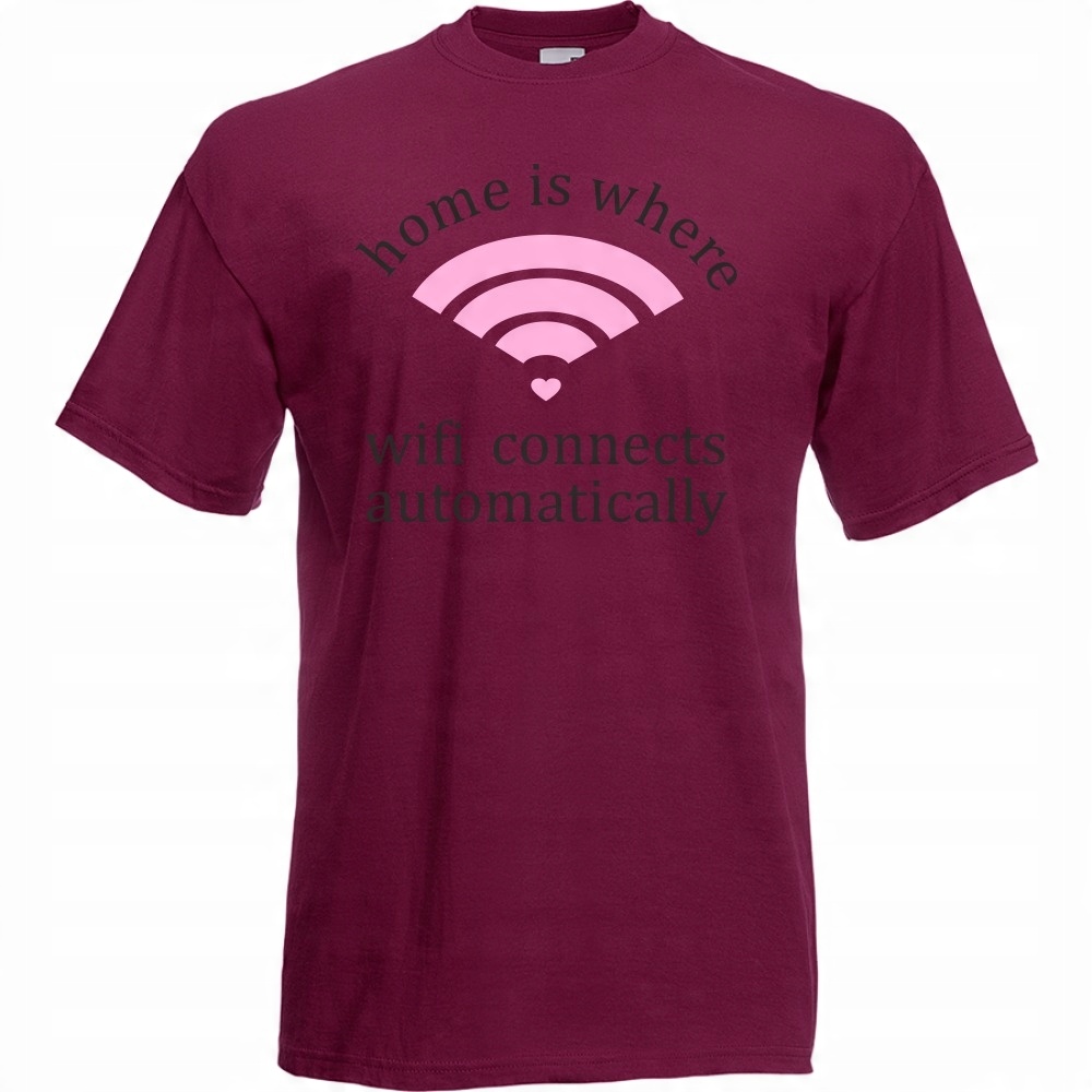 

Koszulka zabawna dom mieszkanie wi-fi S burgund