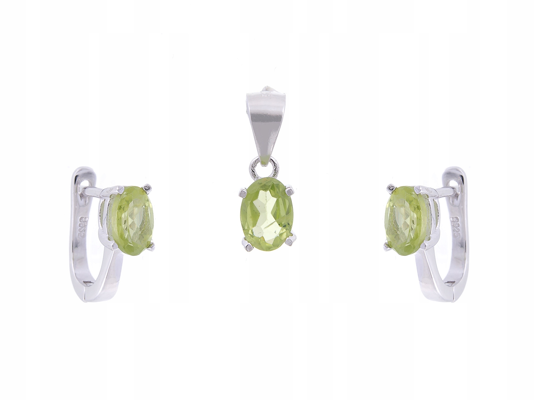 Stříbrný Rhodiovaný Komplet Peridot Přírodní Dárek