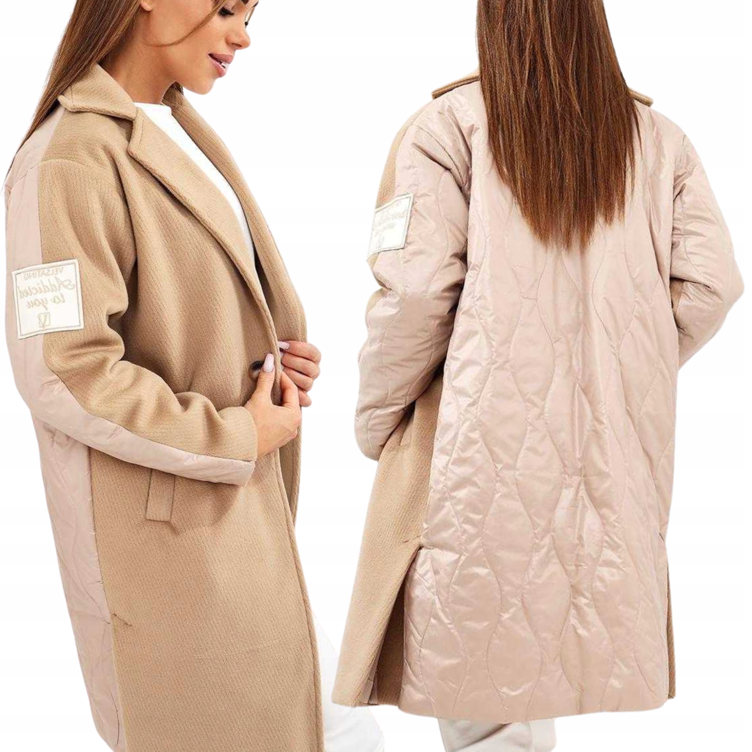 Płaszcz Damski Kurtka Żakiet Marynarka Przejściowy Polski 36 S Karmel 3152