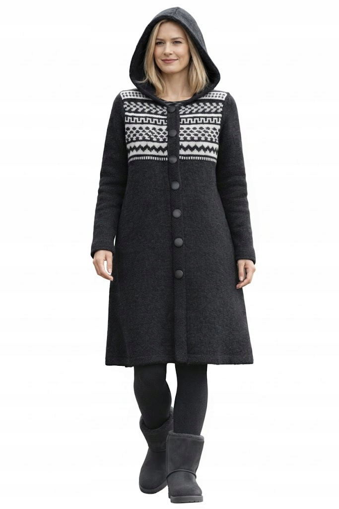 Vlněný kabát dlouhý, ručně vyráběný, přechodový, 100% vlna wool nový XL