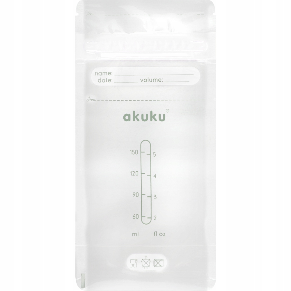 Sterylne Woreczki Strunowe Do Przechowywania Pokarmu Mrożenia 30x150 AKUKU Liczba sztuk w opakowaniu 30 szt.