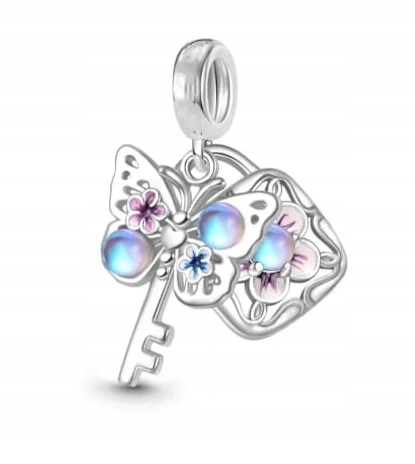 Stříbrný přívěsek Ag 925 Klíč motýl a visací zámek IM00150624CH