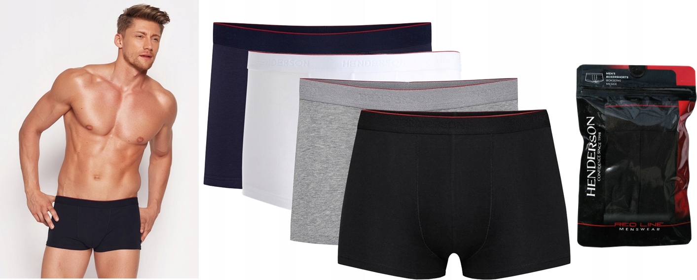 

4 Pak Henderson Mens Bokserki Red Line 18724 r.L