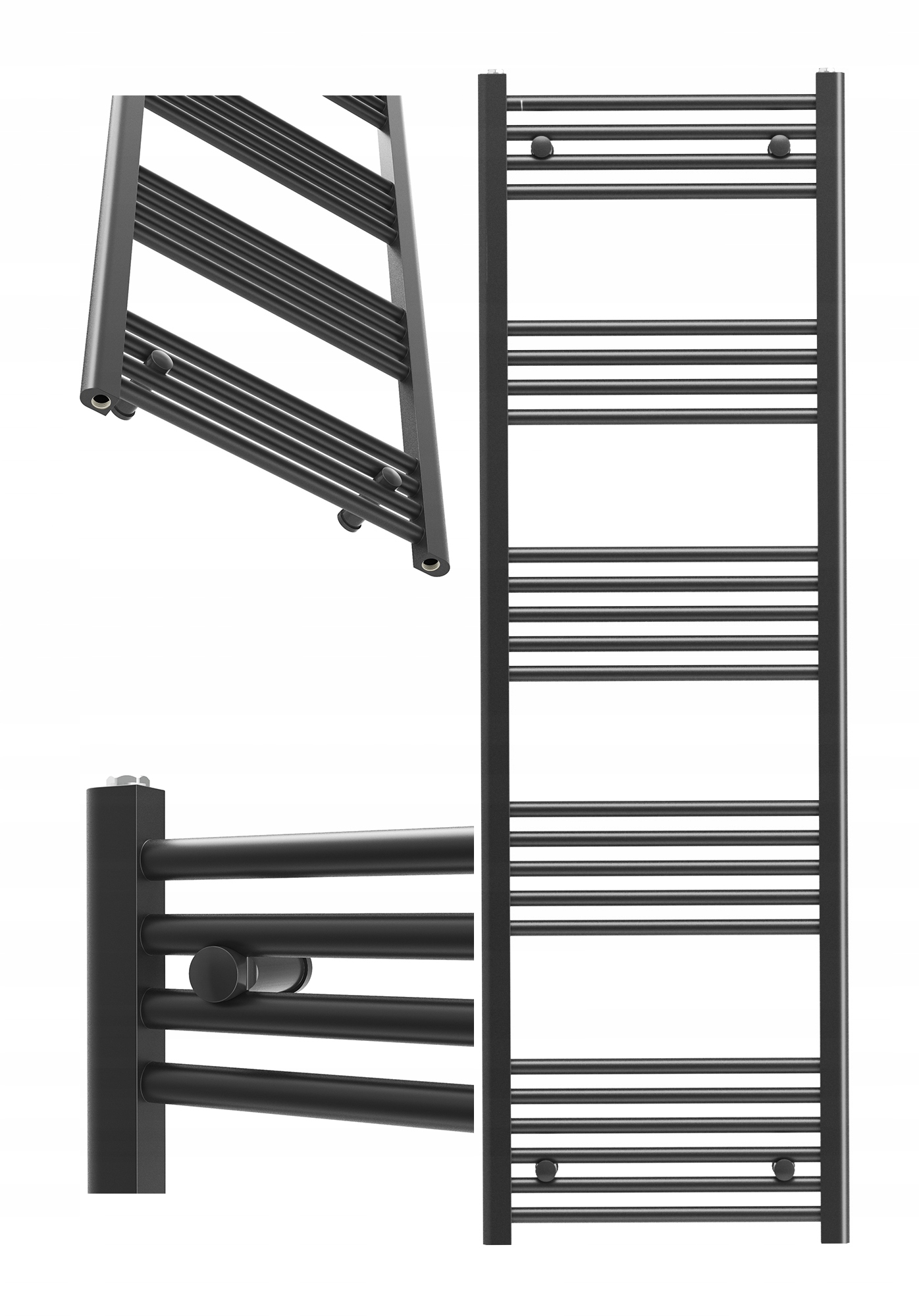 Kúpeľňový Ohrievač Čierny Rebrík Breno 50x160 cm Kaloryfer Montáž 180°