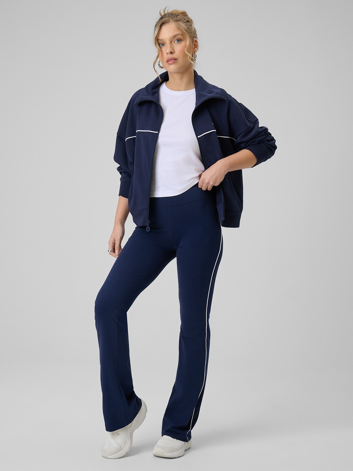 4F Dámské Legíny Tmavě Modré, Přiléhavé, Bavlněné, Pohodlné XL