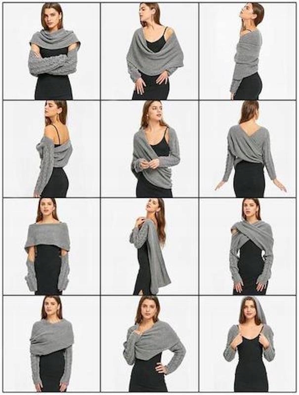 MODNY CIEPŁY SWETER NARZUTKA PONCZO SZAL KOLORY Fason oversize