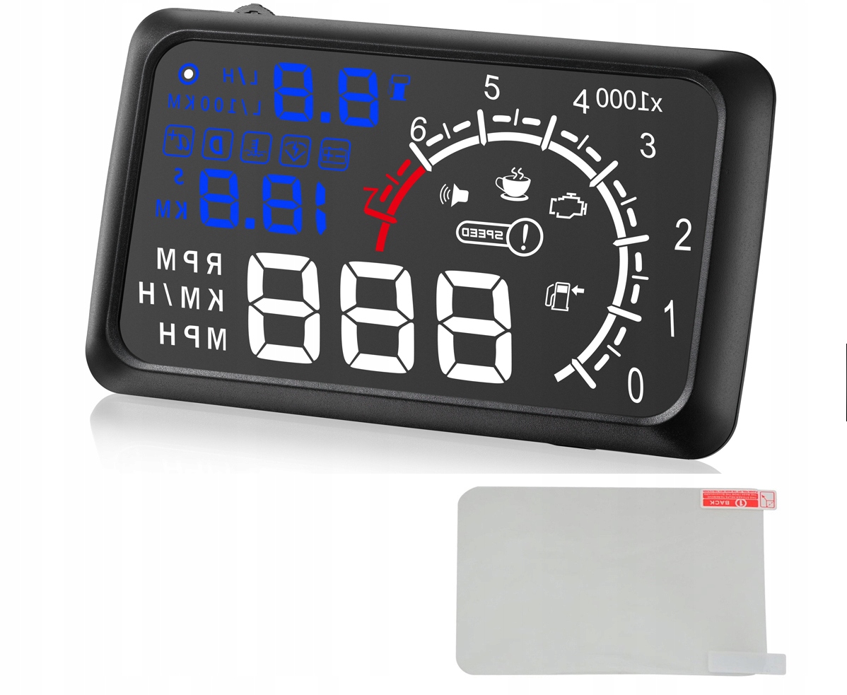 WYŚWIETLACZ PROJEKTOR HUD OBD2 FOLIA HUD HED UP HUD NA SZYBĘ LED LCD HUD EAN (GTIN) 0642613618571