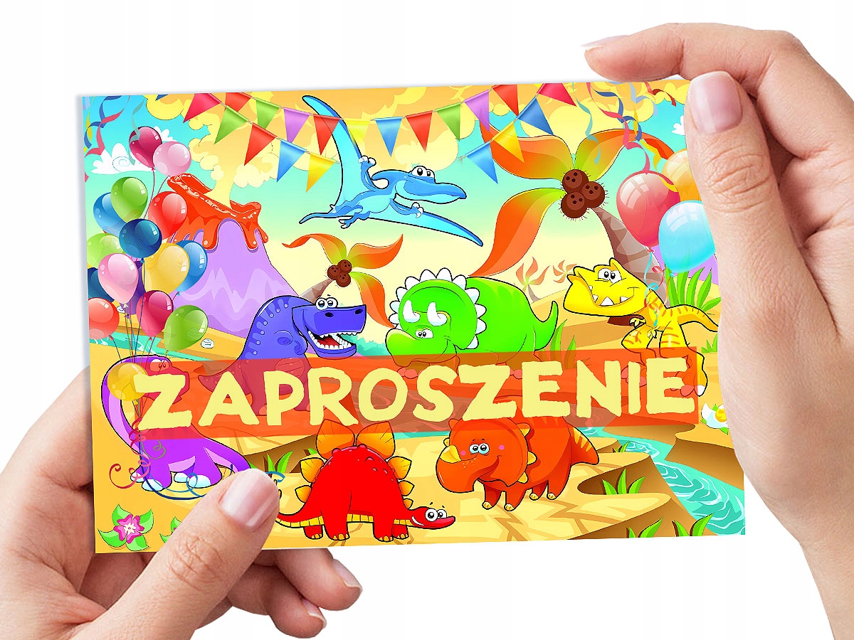 ZAPROSZENIE DINOZAURY NA URODZINY DZIECKA + KOPERTA GRATIS