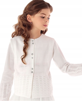 Sweterek komunijny ażurkowy biały 146