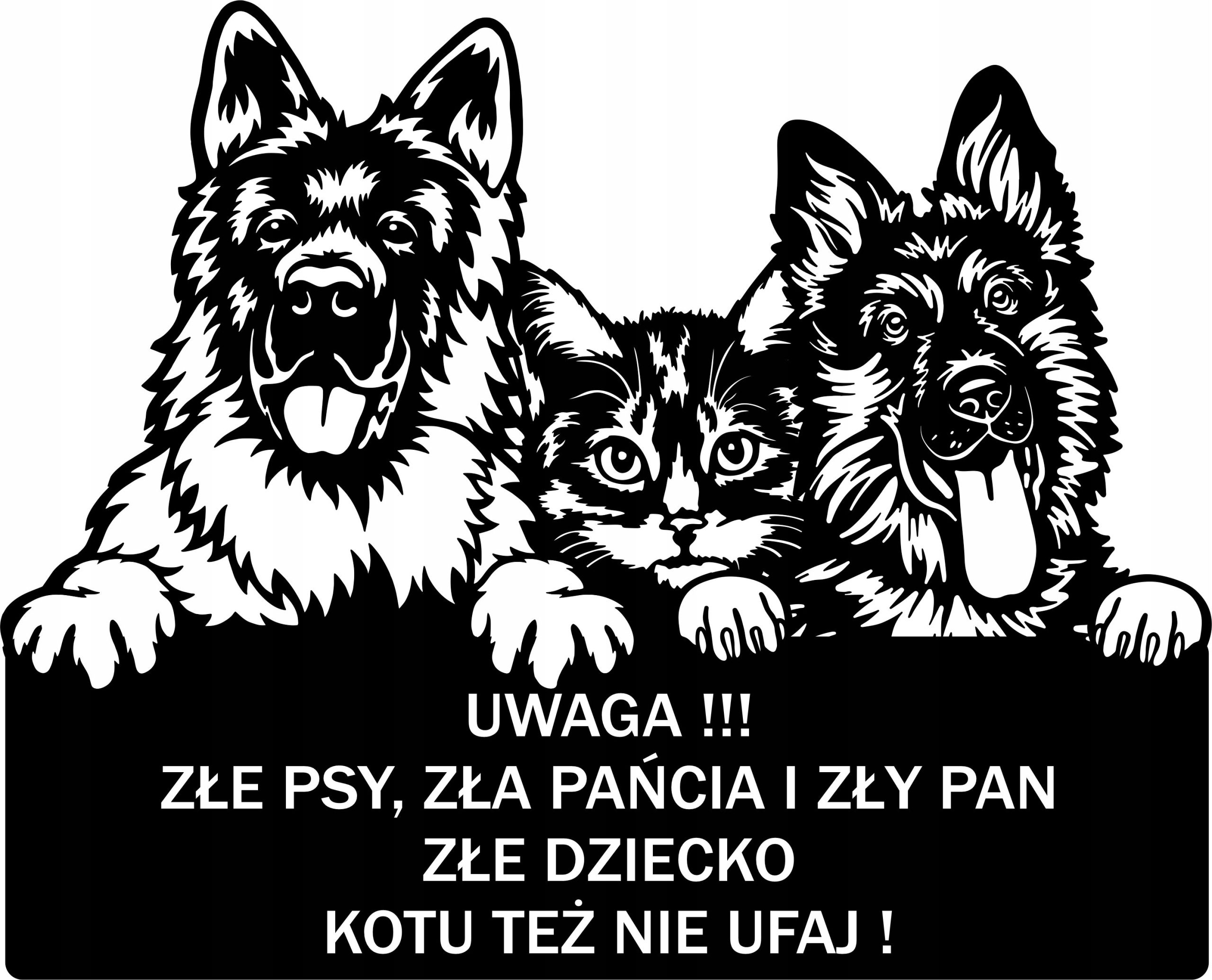 Tablička Pes Kočka na branku oplocení ohrada německý Ovčák