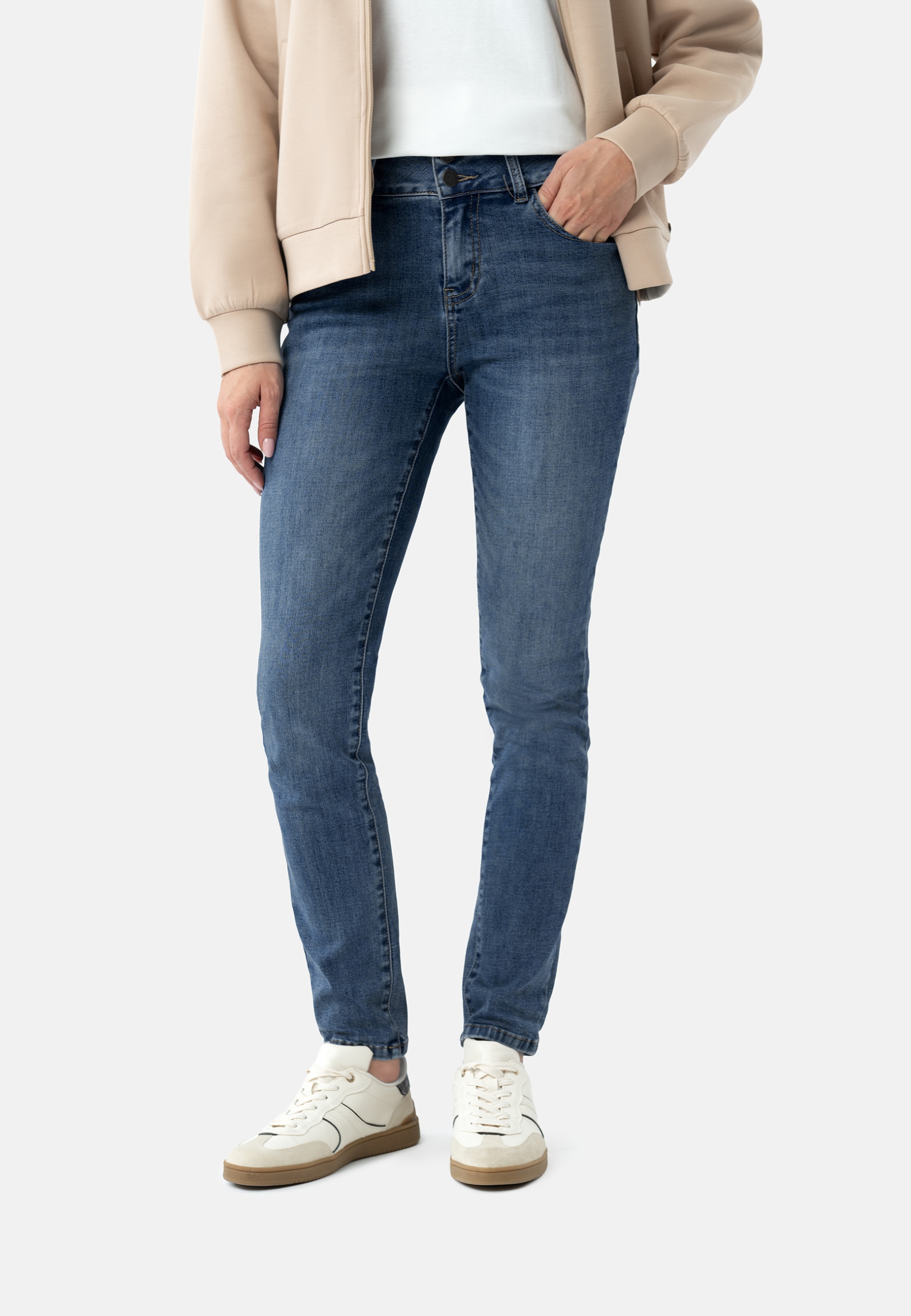 Damskie Spodnie Jeansowe Rurki Slim Niebieskie Volcano D-montana 16 34-30