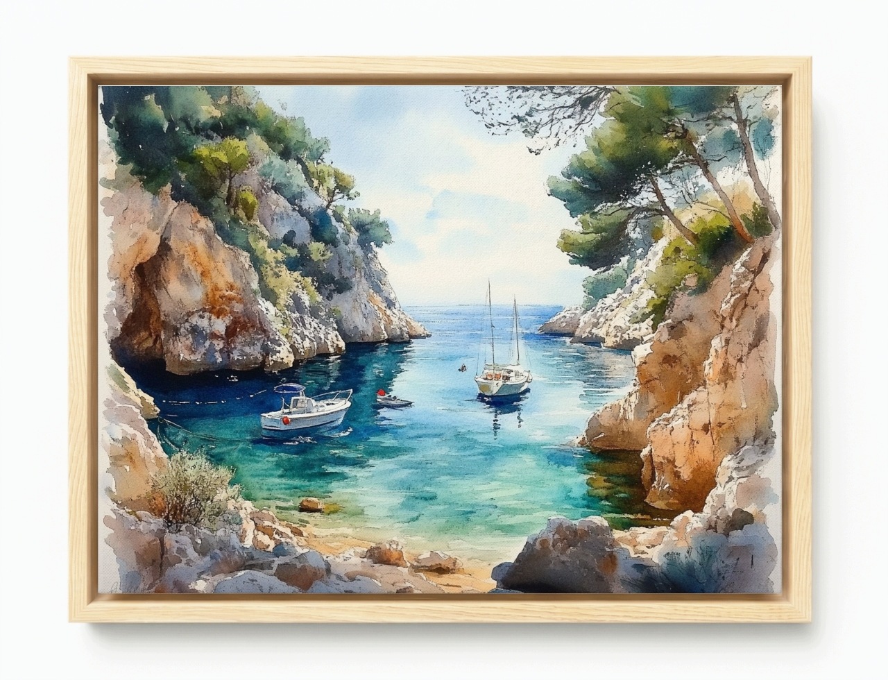 Obraz Rama Americká Krabička Krajina Chorvatsko Pobřeží Záliv Moře Jachta 80x60