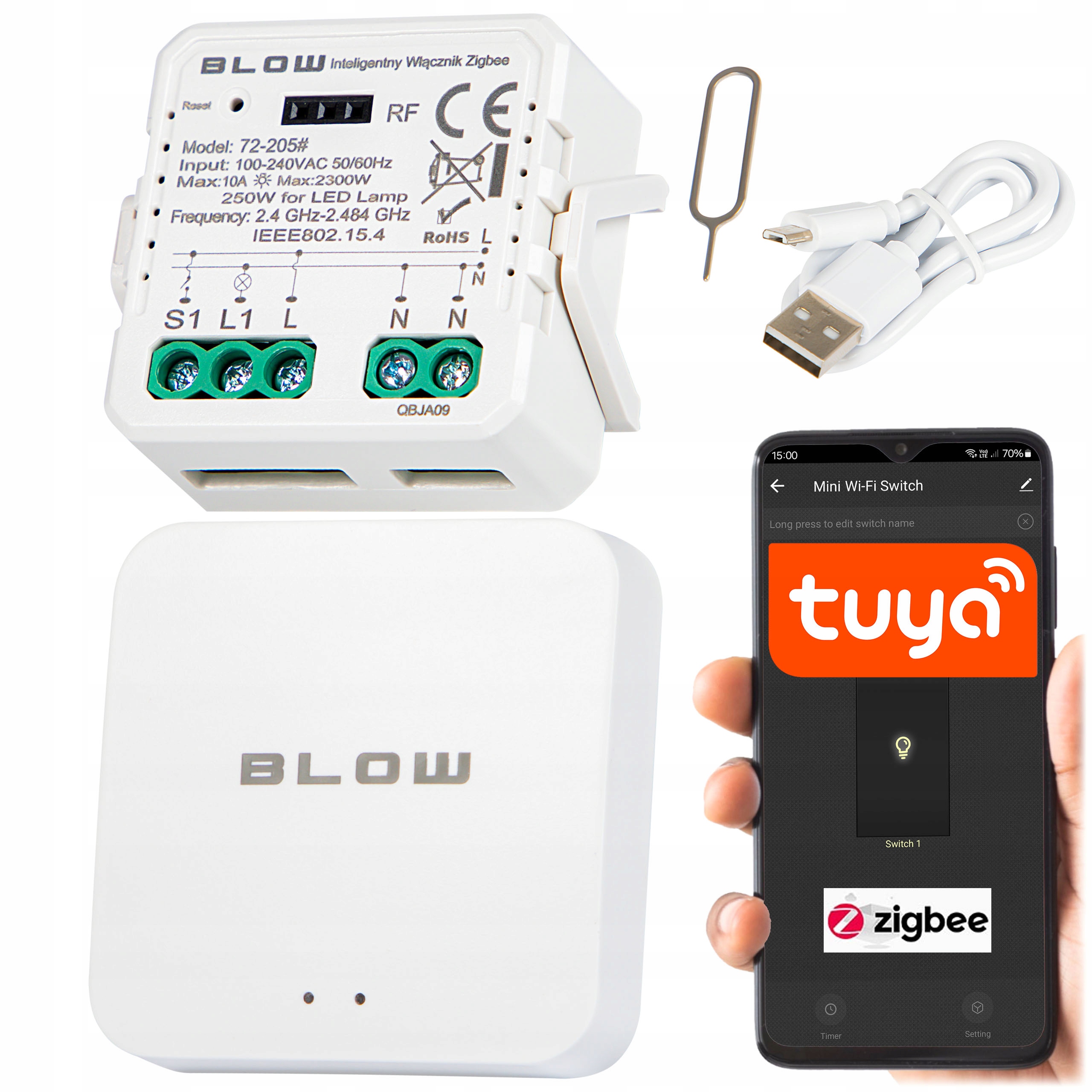 Centralka Brána ZigBee Bluetooth WiFi Tuya Relé Vypínač Světla