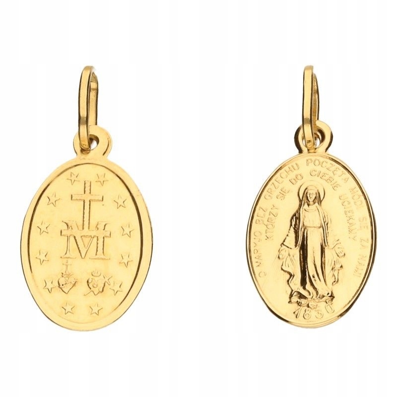 Zlatý Medailonek Zázračný Medailon Křest Svaté Přijímání Zlato pr. 585 MZ14