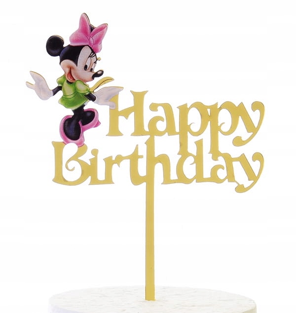 

Topper akrylowy Happy Birthday Myszka Minnie