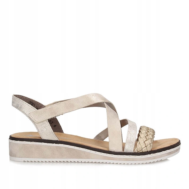 Dámské sandály Rieker V3663-90 zlaté, zlaté, na suchý zip