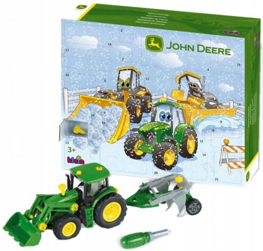 Адвент-календарь Theo Klein John Deere 6215R, сборный трактор 1:24 с плугом — фото 8