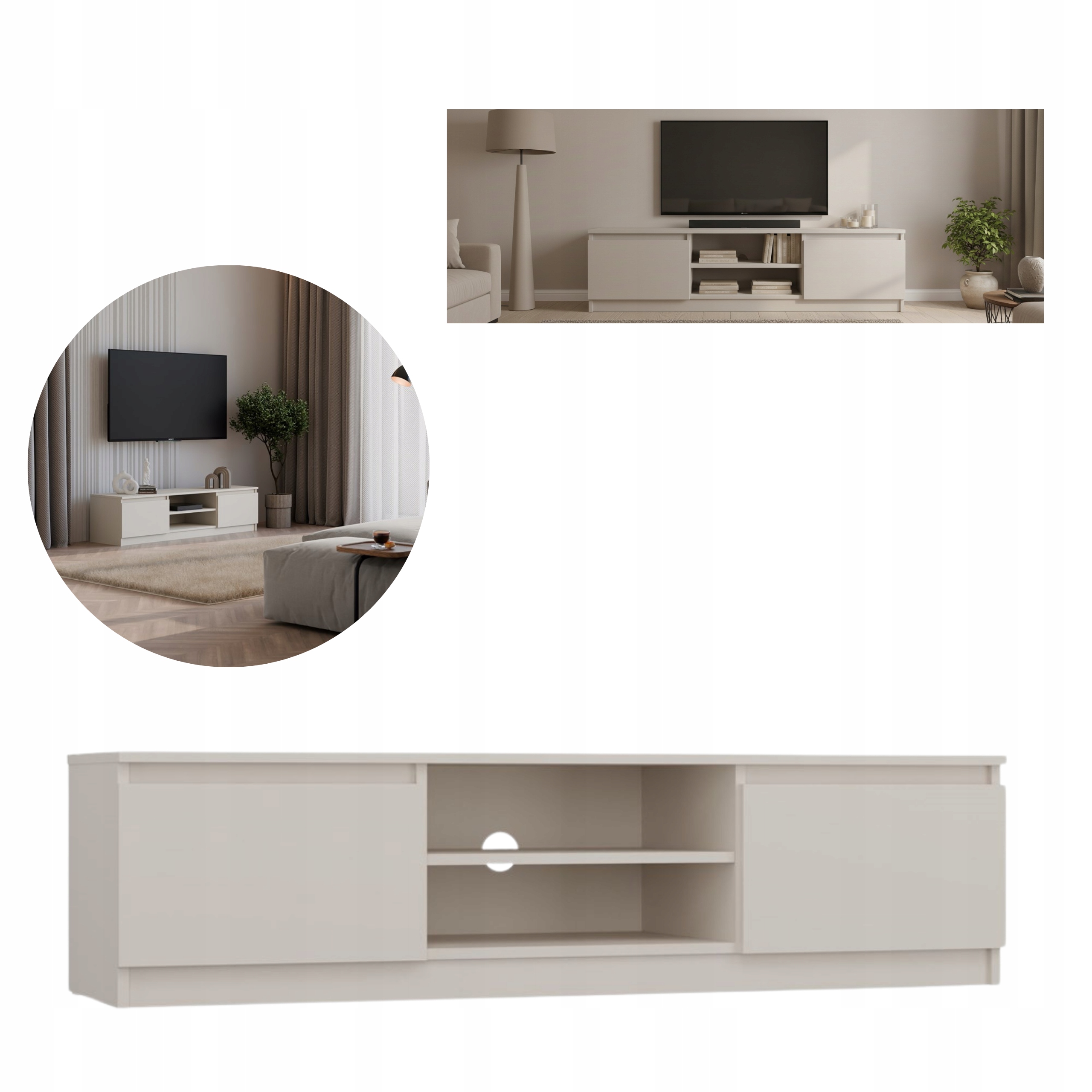 NOWOCZESNA SZAFKA RTV STOLIK POD TELEWIZOR MALWA 140CM KASZMIR