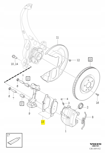 Klocki hamulcowe Przód Volvo do koła 18'' i 19'' Strona zabudowy przód