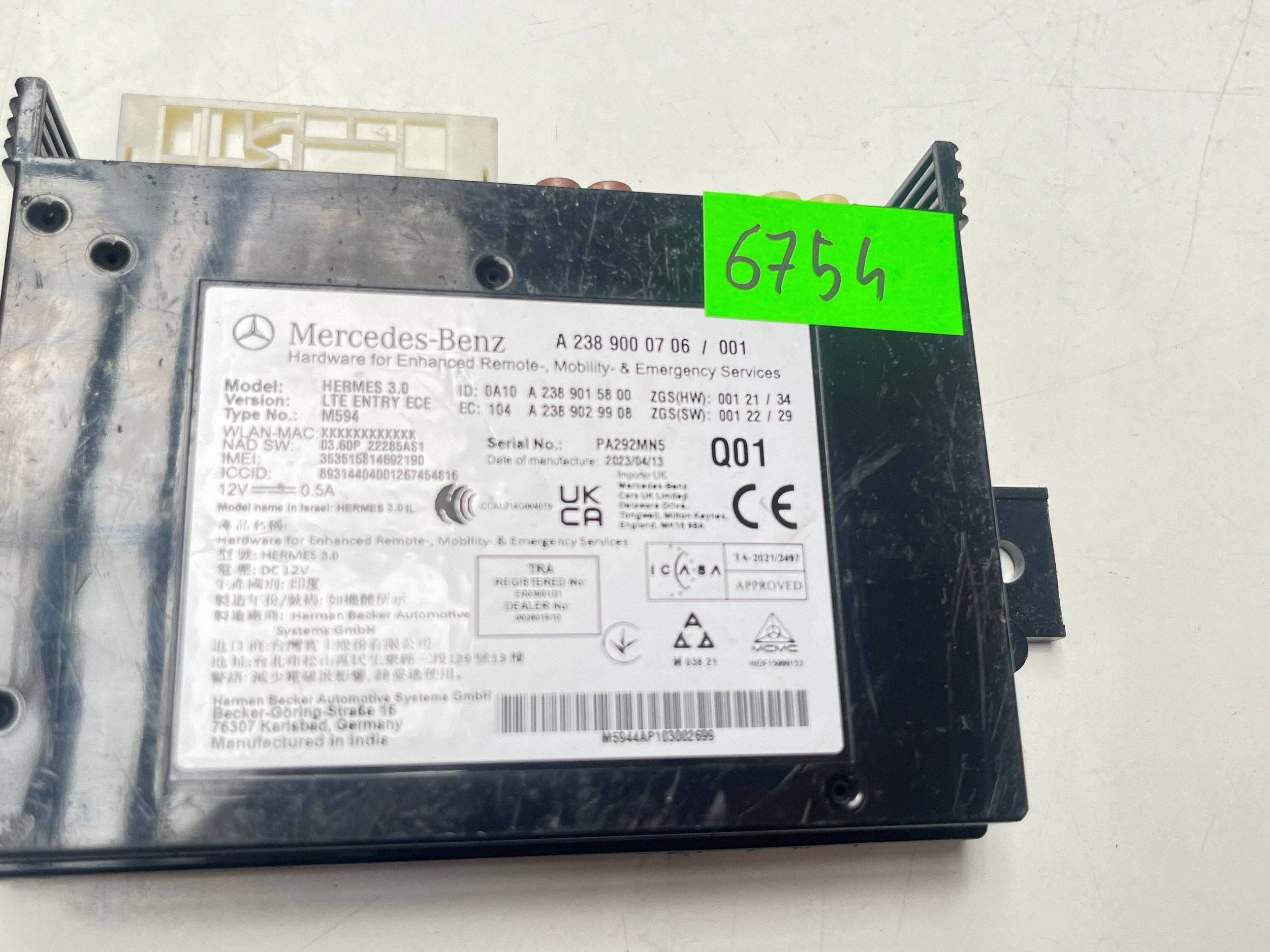 modulo KOMUNIKACJI Originale MERCEDES-BENZ SPRINTER W907 W910 A2389000706