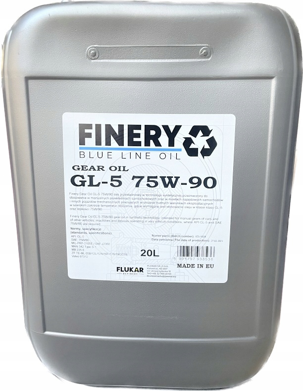 FINERY 75W90 GEAR OIL GL5 20L.