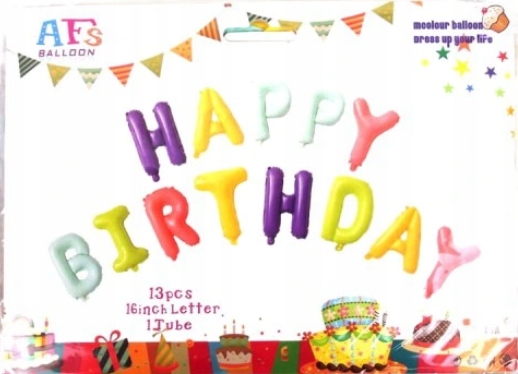 

Balon foliowy napis Happy Birthday kolorowy