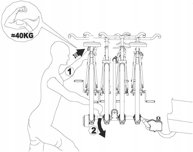 BAGAŻNIK SAMOCHODOWY UCHWYT ROWEROWY NA 4 ROWERY Punkt mocowania roweru rama koło