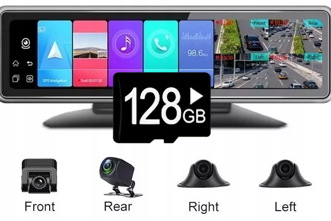 360° rekordér 4 kamery Zrkadlo Android Adas 4G
