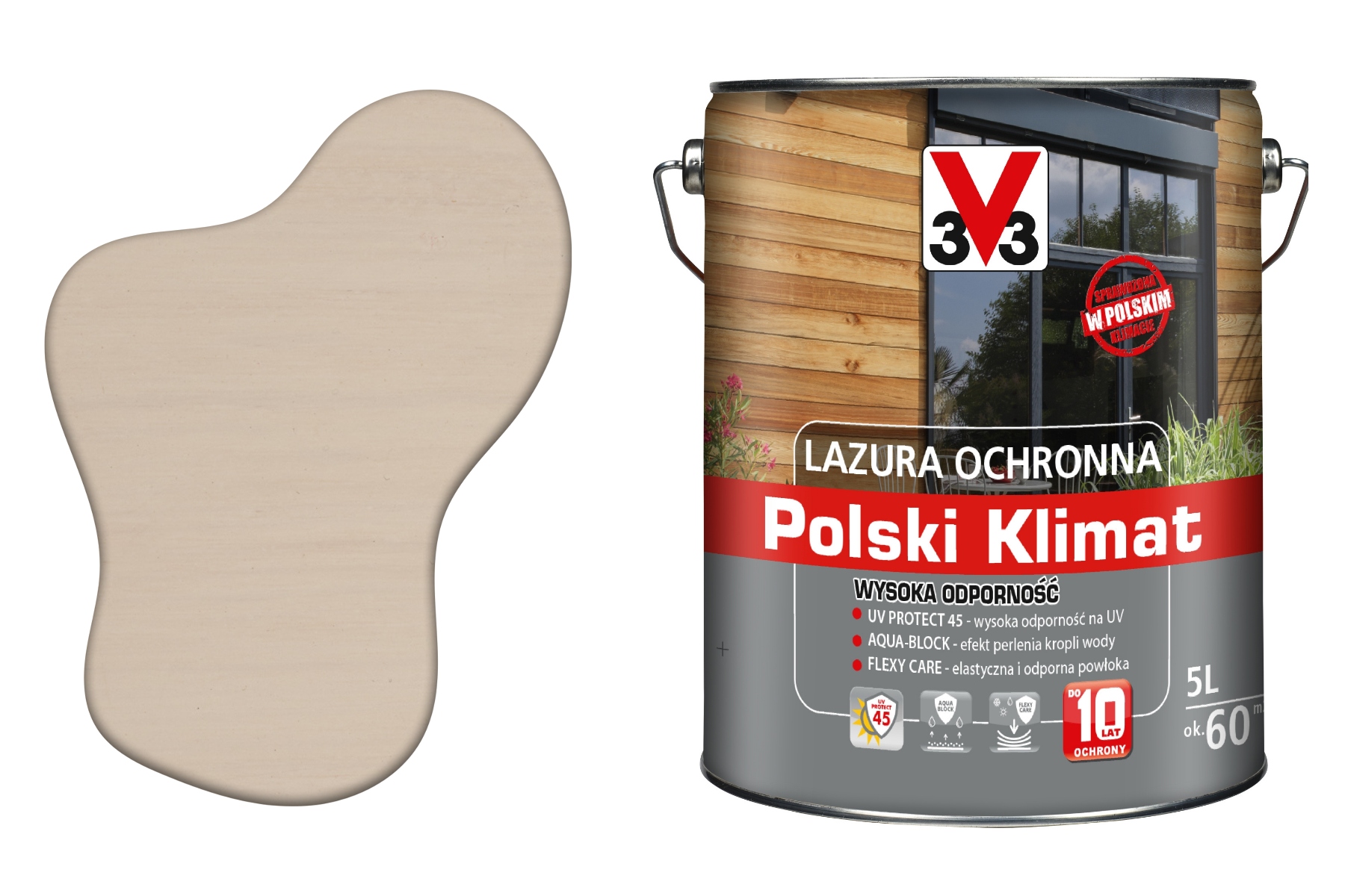 LAZURA OCHRONNA V33 POLSKI KLIMAT 10LAT 5L BIAŁY KREMOWY