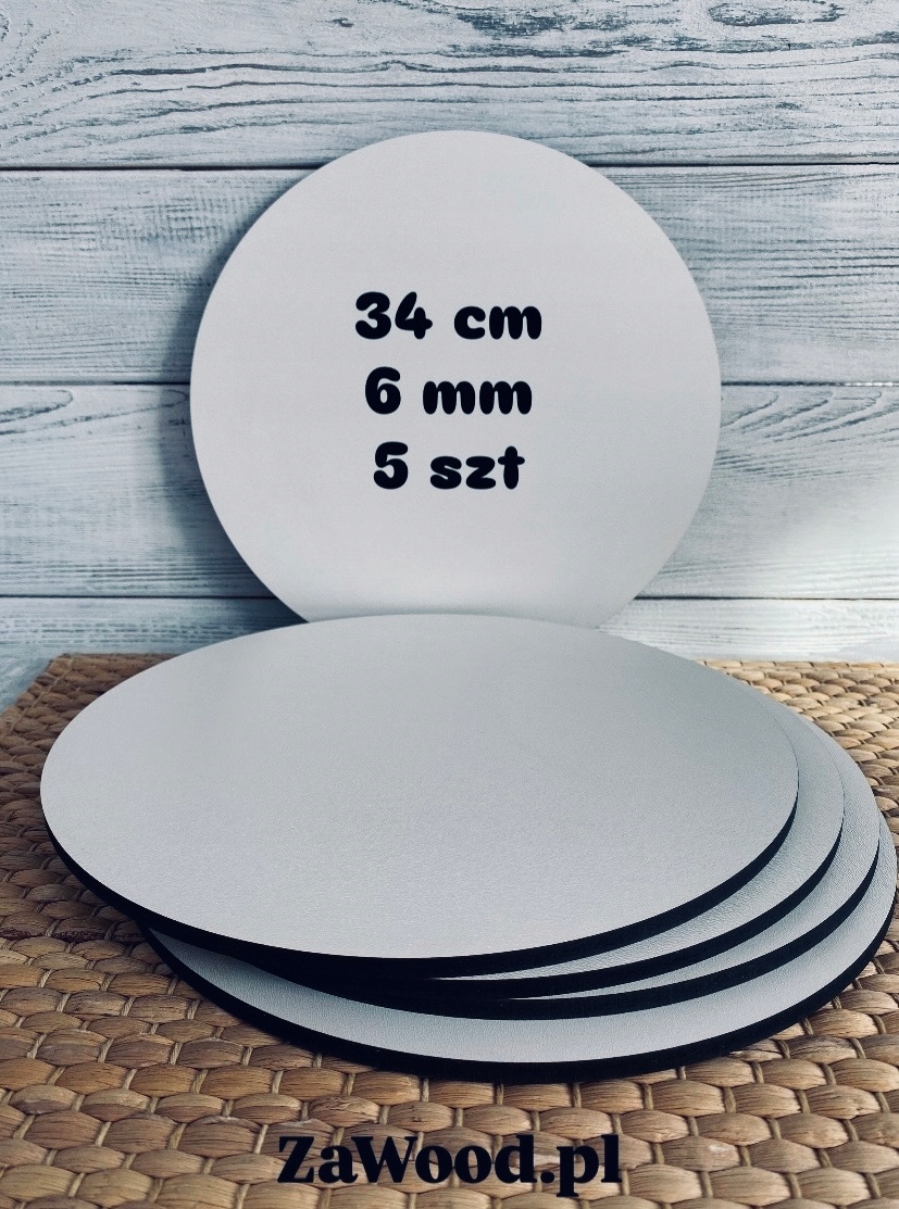 Levně Podložky pod dort 34 cm zesílené 6 mm Hdf bílé 5 ks